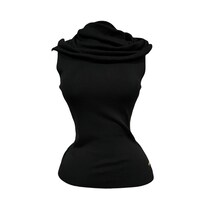 Blusa Mussi Negra sin Mangas Cuello Suelto