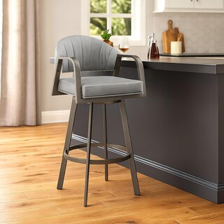 Foto 6 | Foto 6 | Silla Taburete De Mostrador Benzara Marcy Giratoria De Cuero Sintético Gris - Venta Internacional.