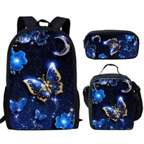 Set De Mochilas Escolares Shining Butterfly De 3 Piezas Para Niños - Venta Internacional.