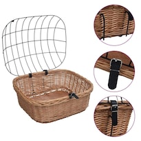 Cesta Delantera Para Bicicleta Vidaxl De Mimbre Natural Con Cubierta Para 7 Kg - Venta Internacional.