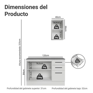 Foto 3 | Foto 3 | Mueble De Baño Completo Para Almacenaje Madesa Agata 120cm B