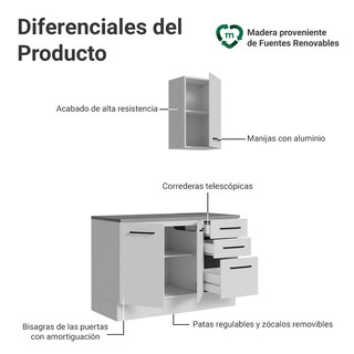 Foto 4 | Foto 4 | Mueble De Baño Completo Para Almacenaje Madesa Agata 120cm B