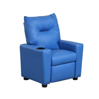 Foto 1 | Foto 1 | Sillón Reclinable Infantil Chang Azul De Cuero Sintético Con Portavasos - Venta Internacional.