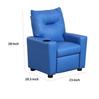 Foto 5 | Foto 5 | Sillón Reclinable Infantil Chang Azul De Cuero Sintético Con Portavasos - Venta Internacional.