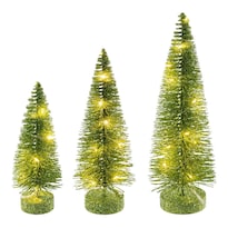 Set De Árboles De Pincel Para Botellas Vickerman Con Luces En Verde Lima De 20-25-30 Cm - Venta Internacional.