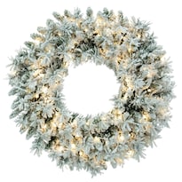 Corona Navideña Vickerman Flocked Snow Ridge 30 Cm Con Luces Led - Venta Internacional.