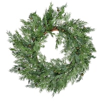 Corona Navideña Vickerman Stovall De Cedro Y Pino Verde De 23 Cm - Venta Internacional.