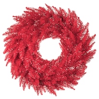 Corona Navideña Vickerman De Abeto Rojo Artificial De 30 Pulgadas Sin Luces - Venta Internacional.