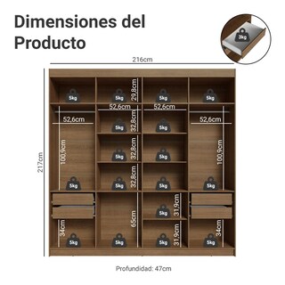 Foto 3 | Foto 3 | Ropero Closet Madesa Venus 8 Puertas 4 Cajones 216cm Mb 03