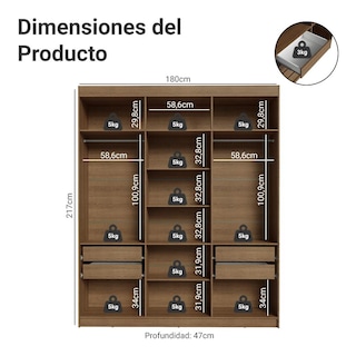 Foto 3 | Foto 3 | Ropero Closet Madesa Venus 6 Puertas 4 Cajones 180cm Mn 05