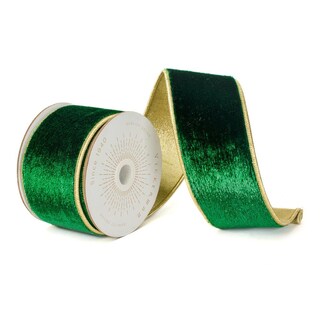 Foto 1 | Foto 1 | Cinta Vickerman Verde Esmeralda Brillante Con Terciopelo Y Ribete Dorado 2.5 Cm X 10 M - Venta Internacional.