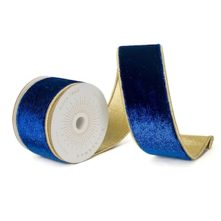 Foto 1 | Foto 1 | Cinta Vickerman De Terciopelo Azul Real Brillante Con Ribete Dorado 2 5 Cm X 10 M - Venta Internacional.