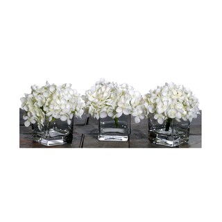 Foto 1 | Foto 1 | Set Artificial De Hortensias Mini Blancas Vickerman X3 Con Florero De Vidrio - Venta Internacional.