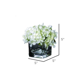 Foto 2 | Foto 2 | Set Artificial De Hortensias Mini Blancas Vickerman X3 Con Florero De Vidrio - Venta Internacional.