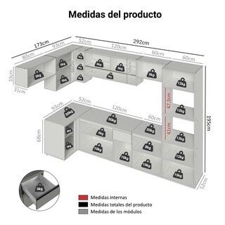 Foto 3 | Foto 3 | Cocina Integral Completa Modular Madesa Nice 465cm Gris