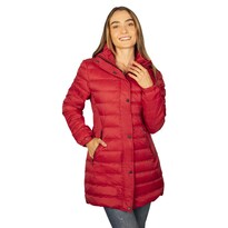 Chamarra Greenlander Roja Capitonada con Capucha para Mujer