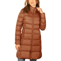 Chamarra Larga Greenlander Café Capitonada con Capucha Desmontable para Mujer