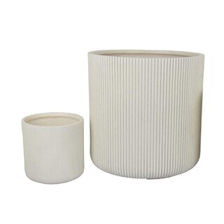 Foto 4 | Foto 4 | Conjunto De Macetas Benzara Elly Redondas Verticales De Resina Blanca 46 33 23 Cm - Venta Internacional.