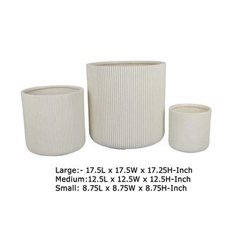 Foto 5 | Foto 5 | Conjunto De Macetas Benzara Elly Redondas Verticales De Resina Blanca 46 33 23 Cm - Venta Internacional.