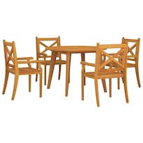 Conjunto De Comedor Para Patio Casafoyer De Madera Sólida De Acacia 5 Piezas - Venta Internacional.