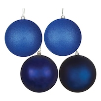 Set De Adornos Vickerman De 6'' Bolas De Plástico Azul Medianoche (paquete De 4) - Venta Internacional.
