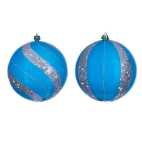 Adorno Navideño Vickerman Bola Turquesa De Perlas Y Lentejuelas De 12 Cm - Venta Internacional.