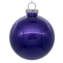Adorno Navideño Bola Transparente Vickerman Con Purpurina Morada - Venta Internacional.