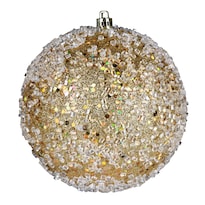 Adorno Vickerman Bola De Granizo Dorada Con Brillante 10 Cm Irrompible - Venta Internacional.