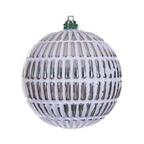 Set De Adornos Vickerman 4'' Líneas Grabadas Champagne Cepillado Blanco - Venta Internacional.