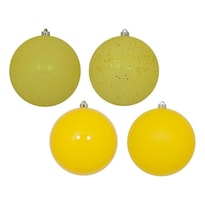 Set De Adornos Vickerman 8'' Amarillos Con 4 Acabados (set De 4) - Venta Internacional.