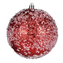 Adorno Bola Granizada Roja Brillante Vickerman 12 Cm Irrompible - Venta Internacional.