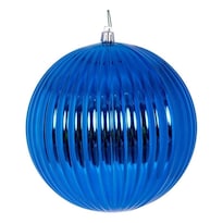 Adorno Vickerman Bola Brillante Azul Con Líneas 6 Cm Paquete De 4 - Venta Internacional.