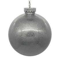 Adorno Navideño Vickerman Bola Transparente Con Brillo Plateado 6 Cm - Venta Internacional.