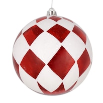 Adorno Navideño Bola Roja Vickerman Con Brillo Blanco X4 - Venta Internacional.