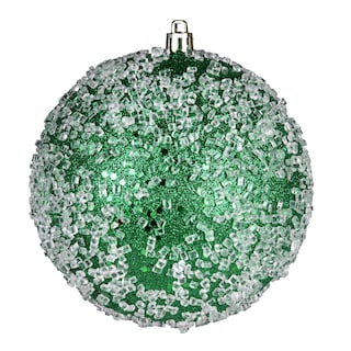 Foto 1 | Foto 1 | Adorno Vickerman Bola De Granizo Verde Con Brillo 12 Cm Irrompible - Venta Internacional.