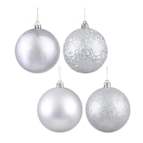 Adorno Navideño Vickerman Bola Plateada De Acabados Variados 4 75 Cm - Venta Internacional.