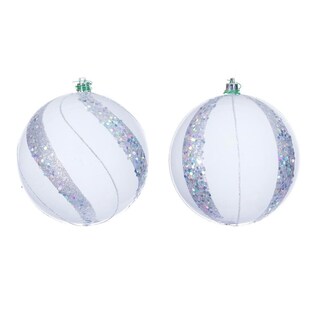 Foto 1 | Foto 1 | Adorno Navideño Vickerman Bola Blanca De Lentejuelas Perla De 4.75'' - Venta Internacional.