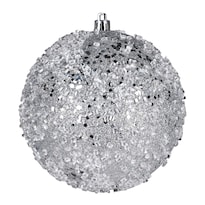 Adorno Vickerman Bola De Granizo Con Brillo Plateado 12 Cm Irrompible - Venta Internacional.