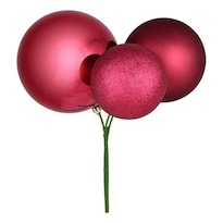 Adorno Navideño Vickerman Juego De 2 Con Bolas Plásticas Rojas Y Bayas De 18'' - Venta Internacional.