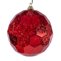 Adorno Navideño Vickerman 12 Cm Conjunto De 4 En Rojo Con Efecto Mercurio - Venta Internacional.