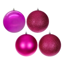 Juego De Adornos Vickerman 6'' Bola Plástica Fucsia Con 4 Acabados 4 Piezas - Venta Internacional.