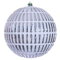 Set De Adornos Vickerman 6'' Líneas Grabadas Plateadas Con Cepillo Blanco X4 - Venta Internacional.