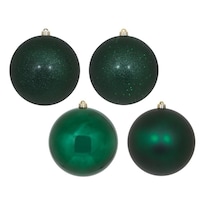 Juego De Adornos Vickerman Verde Medianoche 10'' Con 4 Acabados - Paquete De 4 - Venta Internacional.