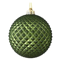 Set De 4 Adornos Vickerman Bola Glitter Con Textura Durian Verde Musgo - Venta Internacional.