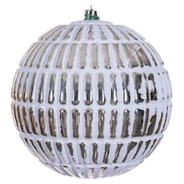 Set De Adornos Vickerman 6'' Champagne Líneas Grabadas Cepillado Blanco - Venta Internacional.