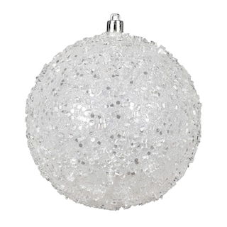 Foto 1 | Foto 1 | Adorno Bola De Granizo Blanca Con Purpurina Vickerman 10 Cm Irrompible - Venta Internacional.