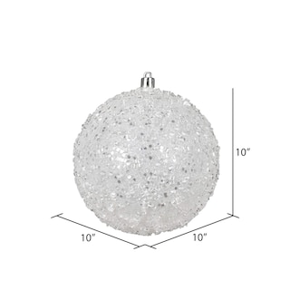 Foto 2 | Foto 2 | Adorno Bola De Granizo Blanca Con Purpurina Vickerman 10 Cm Irrompible - Venta Internacional.