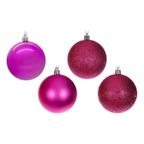 Juego De Adornos Vickerman 3'' Rosa Fucsia 4 Acabados 16 Por Caja - Venta Internacional.