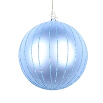 Adorno Navideño Bola Vickerman Azul Pastel Mate Con Purpurina - Venta Internacional.