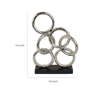 Foto 5 | Foto 5 | Escultura De Anillos Entrelazados Abstractos Benzara De Metal Plateado De 37 Cm - Venta Internacional.